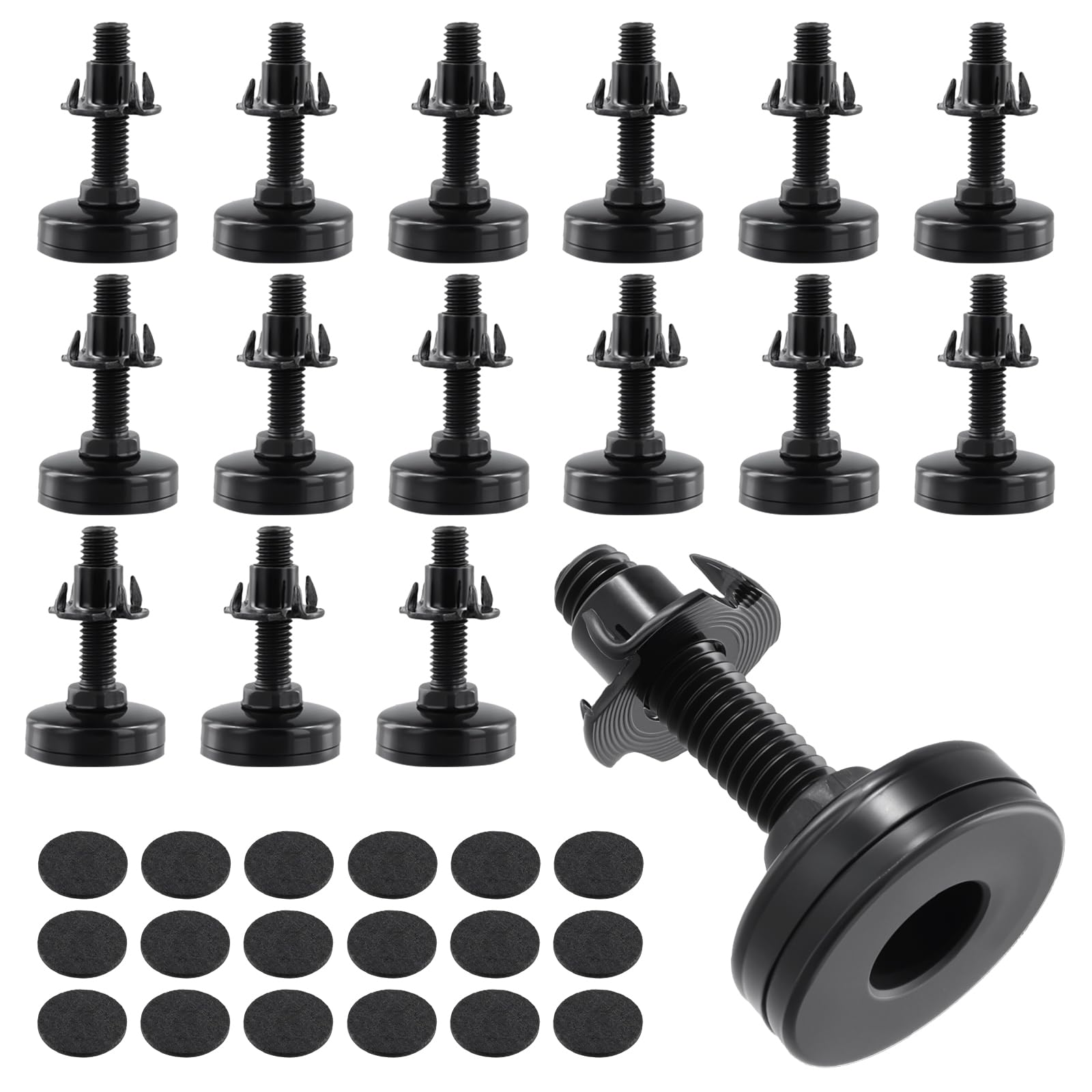 Pieds de nivellement réglables M10 avec large base noire protectrice pour préserver vos parquets