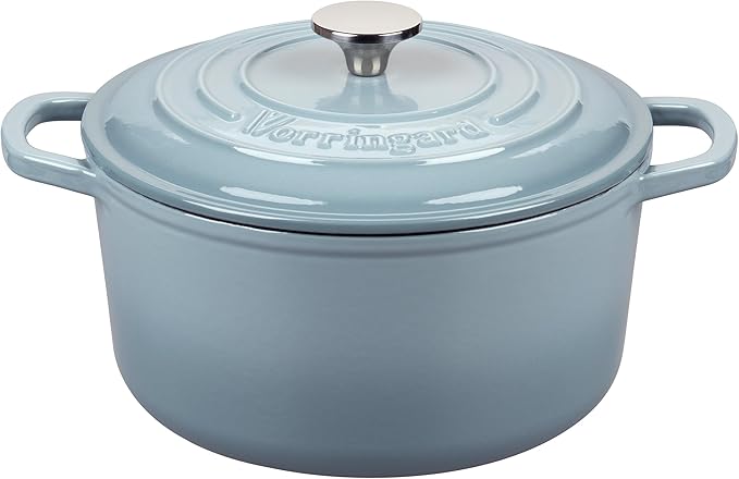VORRINGARD Enameled Cast Iron Dutch Oven Pot with Lid, for Sourdough Bread Baking, Round Dutch Ovens, 6 Quart, Sea Salt