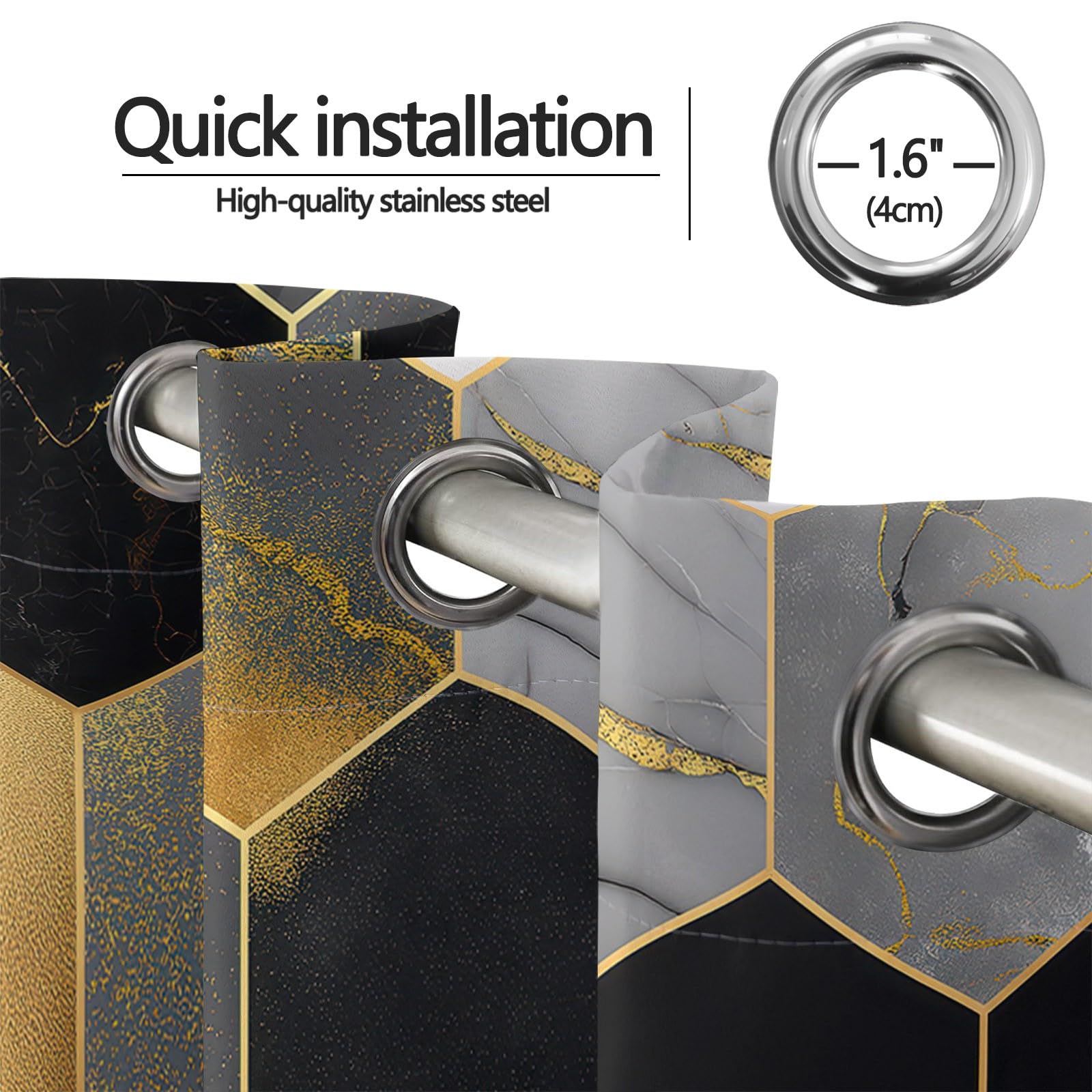 Nordique Abstrait Rideau Occultant, Géométrie Texture Marbrée Carrelage Rideaux, Thermique Isolant Polyester Rideaux à Oeillets, pour Chambre Cuisine Décoration 110 X 215 cm (LxH) (L x H), Lot de 2
