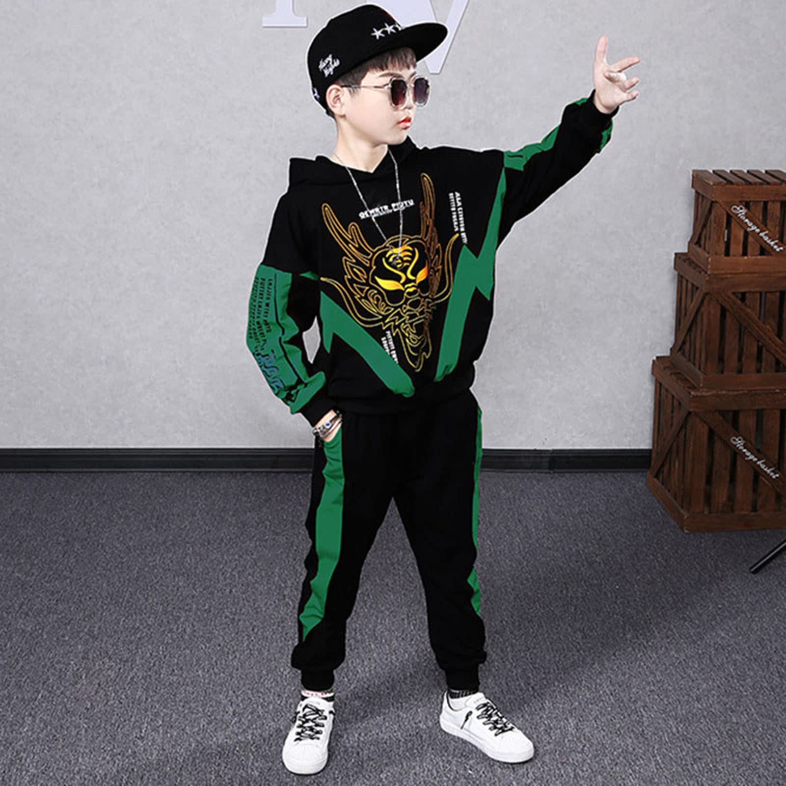 Junge Hoodie Bekleidungssets, Kleinkind Gutaussehend Sweatshirt + Hosen Outfit, T-Shirt Tops Hosen Böden Kleidung Set, Trainingsanzug-Set Für 3-13 Jahre