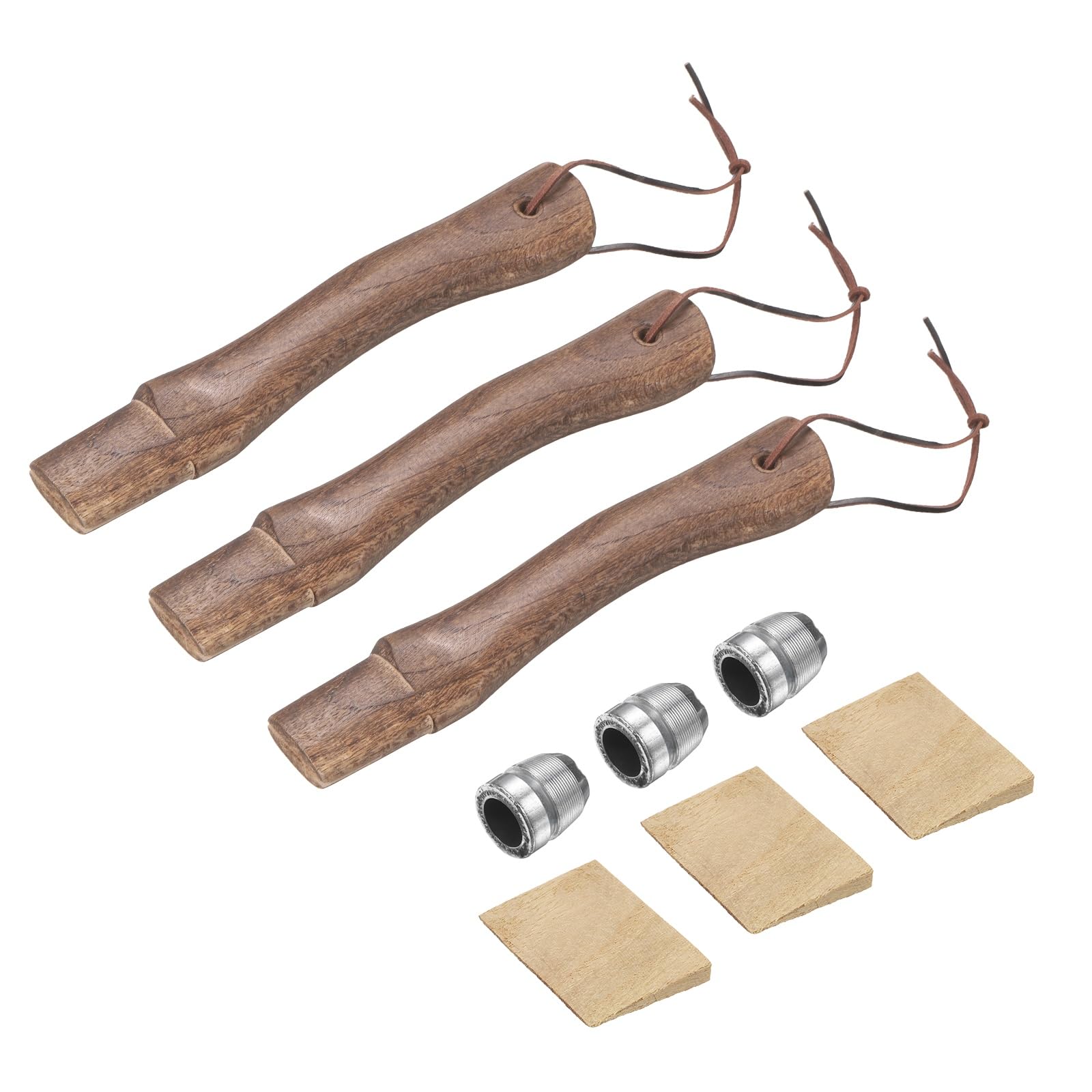 sourcing map 3pcs Wood Axe Handle Replacement 10.2" Universal Hickory Hatchet Handle with Wooden and Round Wedge for Camping Garden Axe