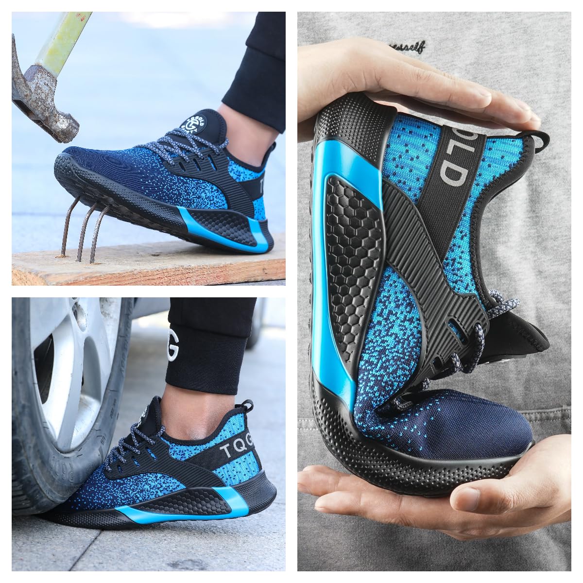 TQGOLD Scarpe Antinfortunistiche Scarpe da Ginnastica Unisex Leggere Antiperforazione Punta in Acciaio Comode Scarpe Sicurezza