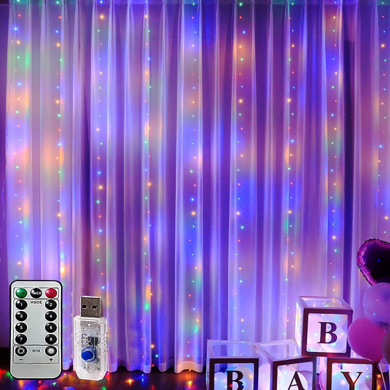 Curtain Lights, Fairy Lights for Bedroom, 300 Led Lights for Room Decor, Window Hanging Twinkle ...