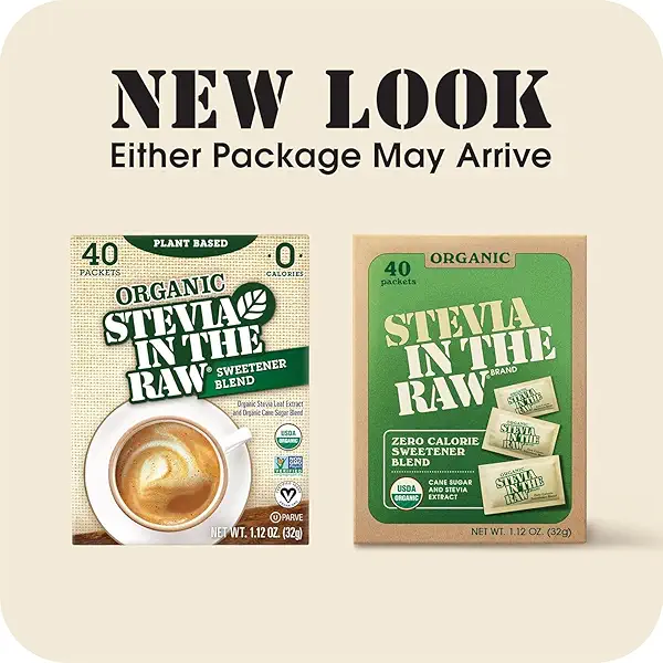 Stevia In The Raw Organic Stevia Sweetener Packets, 40 Ct, Zero Calorie Stevia Sugar Substitute Packets, No Erythritol or Artificial Flavors, USDA Organic, Non-GMO Project Verified, Vegan 5