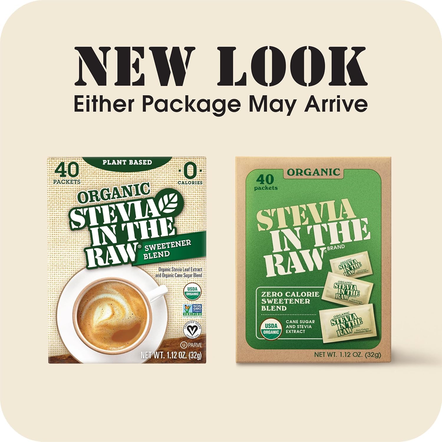 Organic Stevia In The Raw, Plant Based Zero Calorie Natural Sweetener, No Erythritol, Sugar Substitute, Sweetener for Coffee, Hot & Cold Drinks, Non-GMO, Vegan, Gluten-Free, 40 Count Packets (6 Pack)