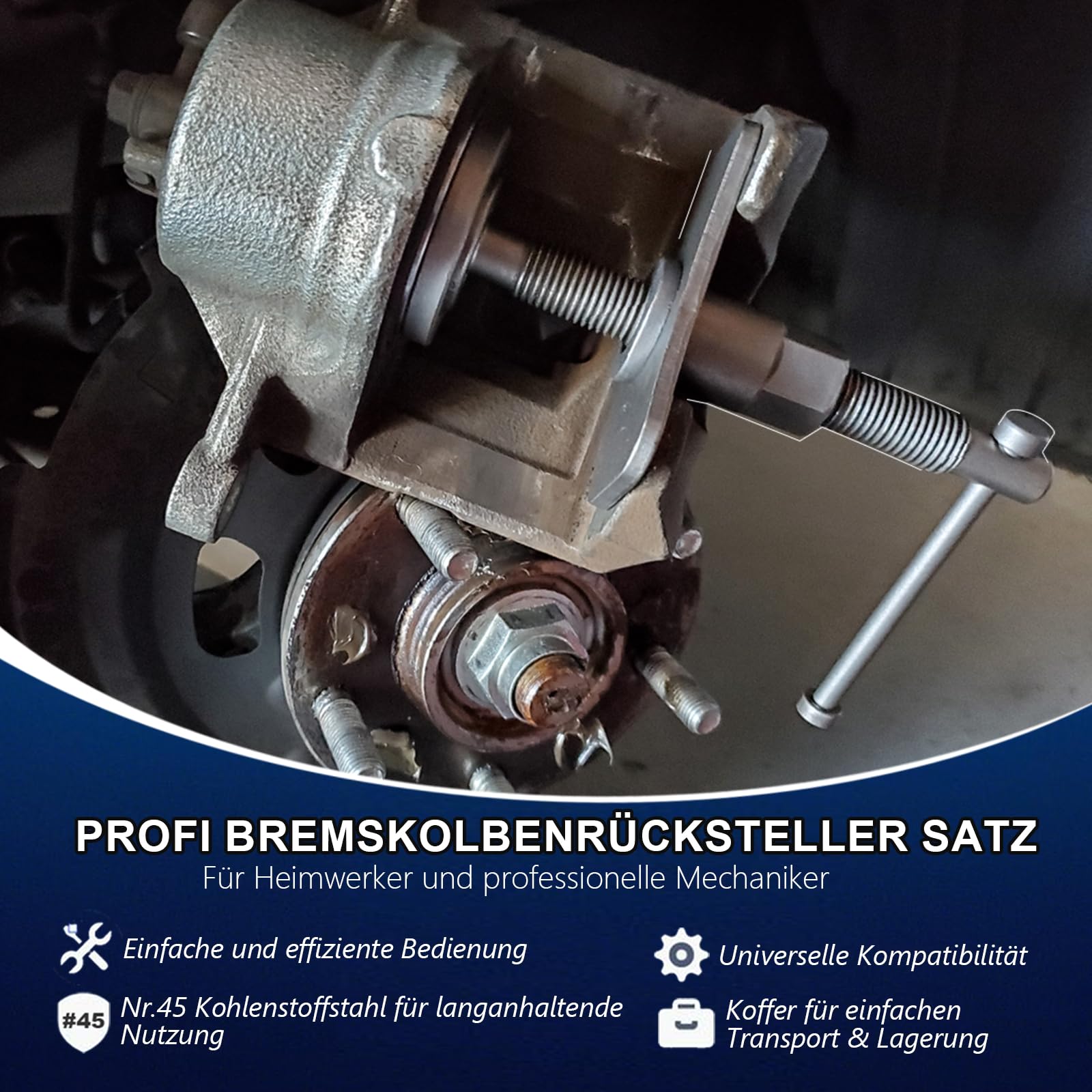 23-TLG. Bremskolbenrücksteller Auto Universal, Bremsen Rückstellwerkzeug, KFZ Bremssattelrückstellwerkzeug mit Links- & Rechtsgewinde (Blau)