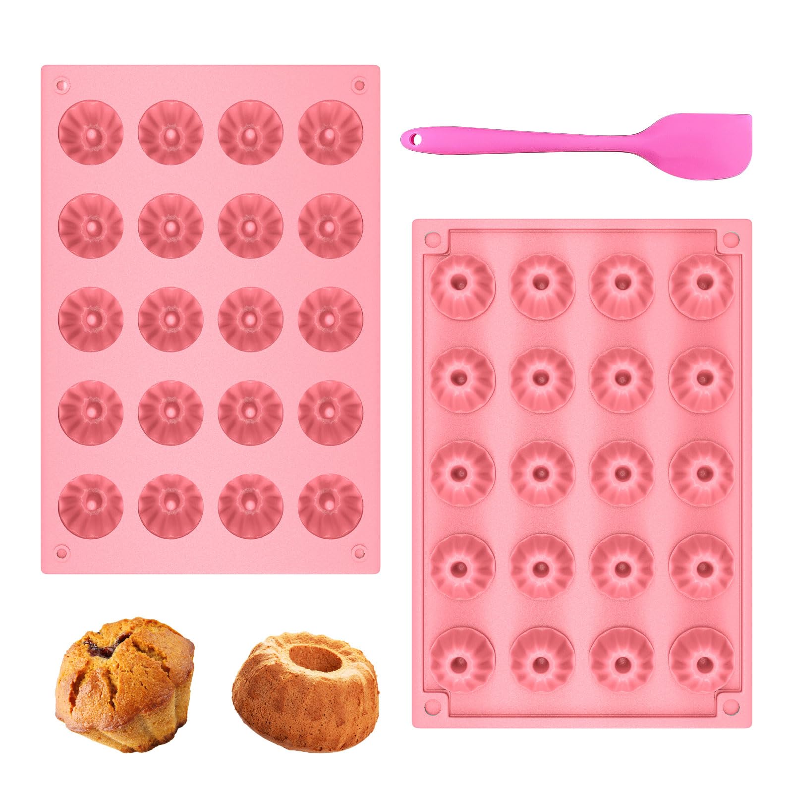 Lot De 2 Moules À Donut En Silicone À 4 Cavités Antiadhésifs Sans Bpa