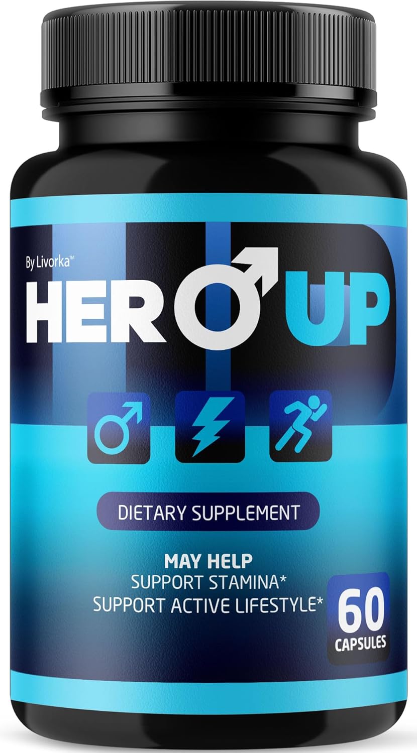 LIVORKA Hero Up Capsules - Official HeroUp Supplement Pills for Men - Maximum Strength Energy Support, All Natural Hero Up Vitamins Support for Overall Health & Wellness, 60 Capsules for 1 Month