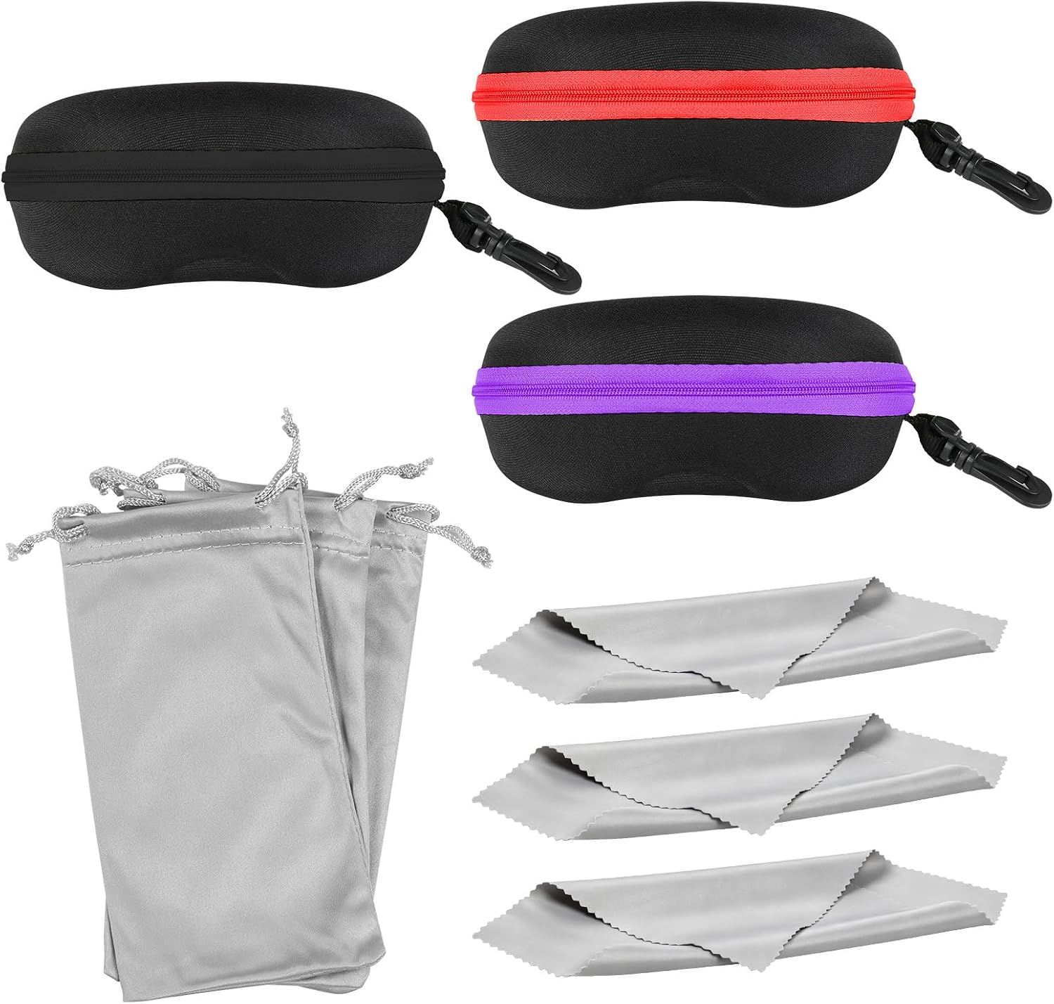 INNOLIFE Zipper Hard Shell Sunglasses Cases, Portable Travel Eyeglasses Cases with Plastic Hook for Men Women