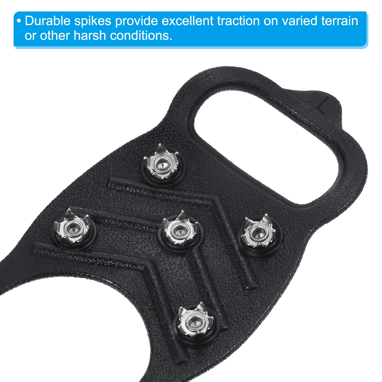 PATIKIL 10.6" Ice Cleats, 2 works Snow Traction Cleat Anti Slip 8-Studs Silicone Crampons Gripper Spikes Claw for Shoes and Boots Black - Image 4