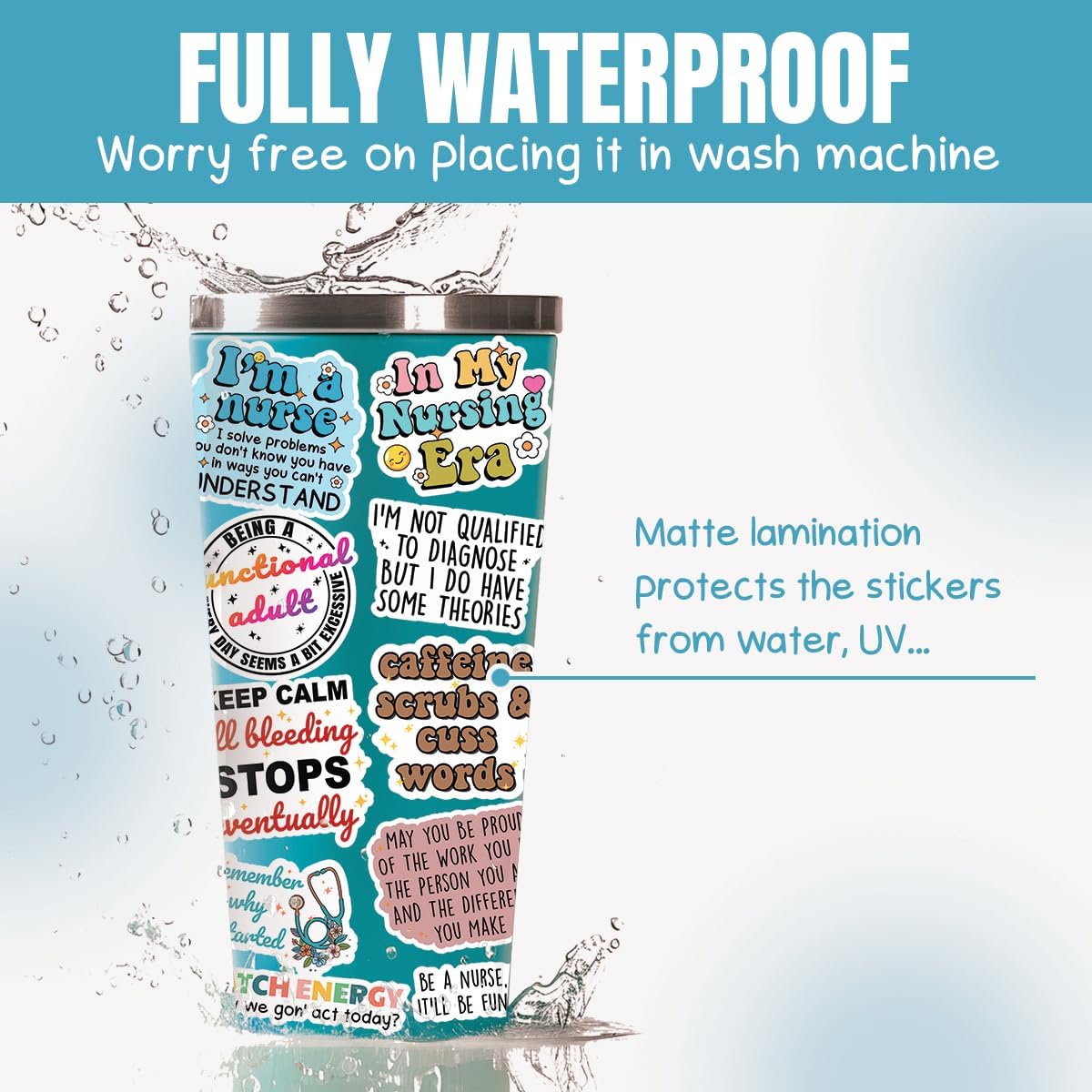 10pcs Nurse Sticker Sheet, Cute Vinyl Decals for Nurses, Nursing Students, Healthcare Workers, Appreciation Gifts, Waterproof, UV-Resistant, for Laptop, Water Bottle, Notebook, Mirror (Design 1) - Image 4