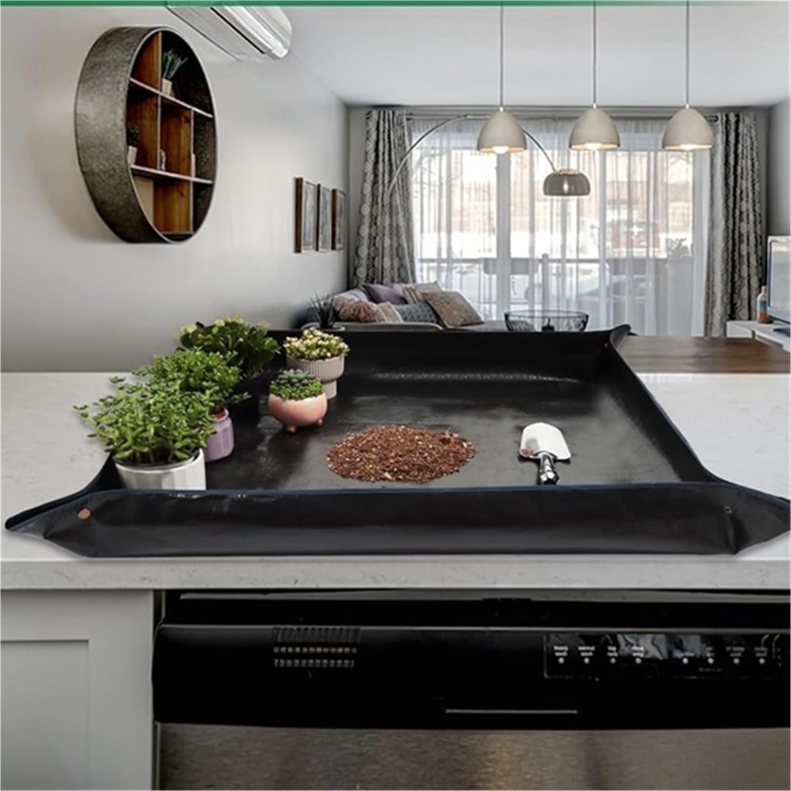 Grand Tapis de rempotage Plantes d'intérieur, Jardinage Portable et Pliable, imperméable, 39.4 "X .4" Tapis de Rempotage Jardin(100cmX100cm)