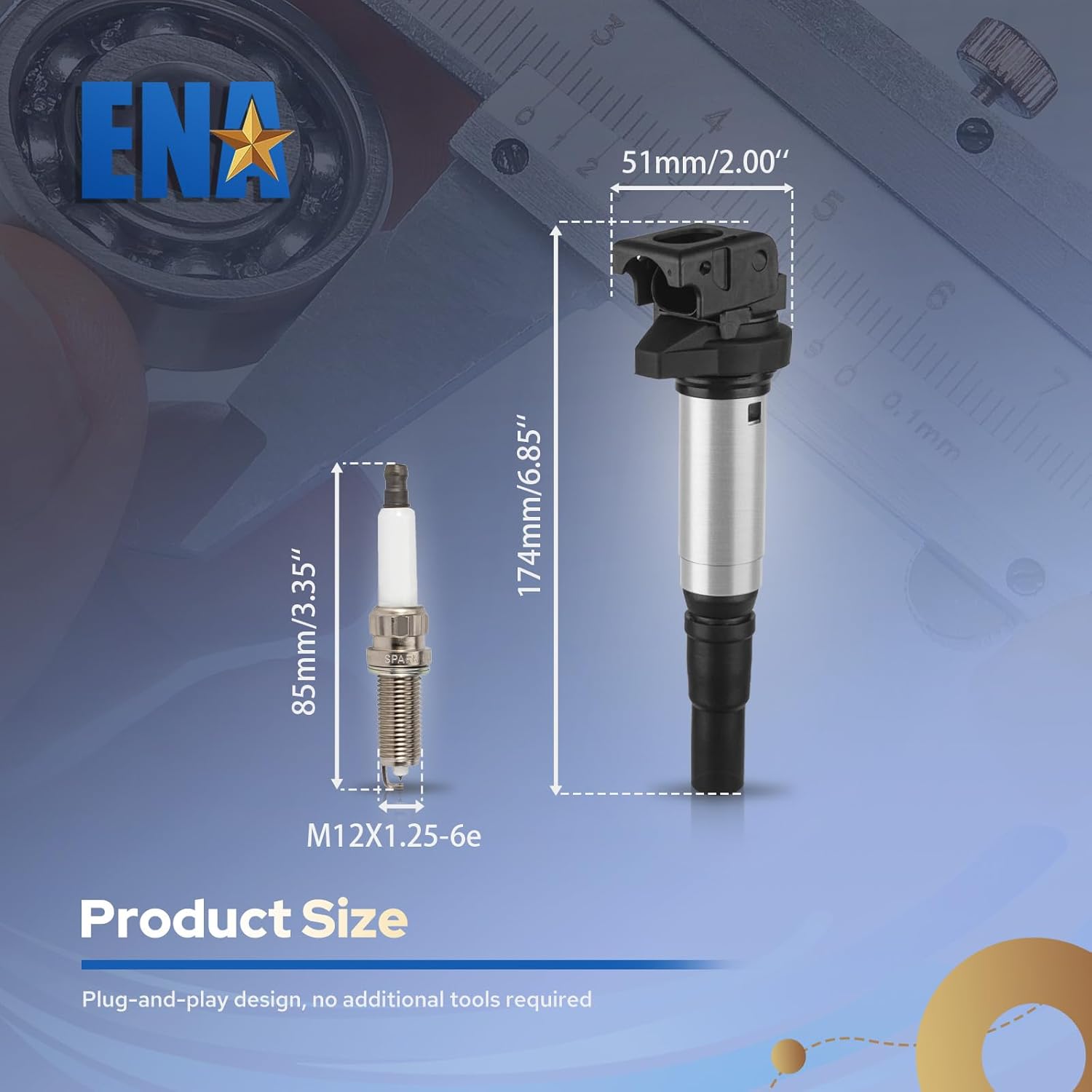 ENA Ignition Coil Pack and Iridium Platinum Spark Plugs Compatible with Mini Cooper Countryman Paceman 2004 2005 2006 2007 2008 2009 Replacement for UF598 UF598T 19005293 97968 ILZKBR7B8G Set of 4