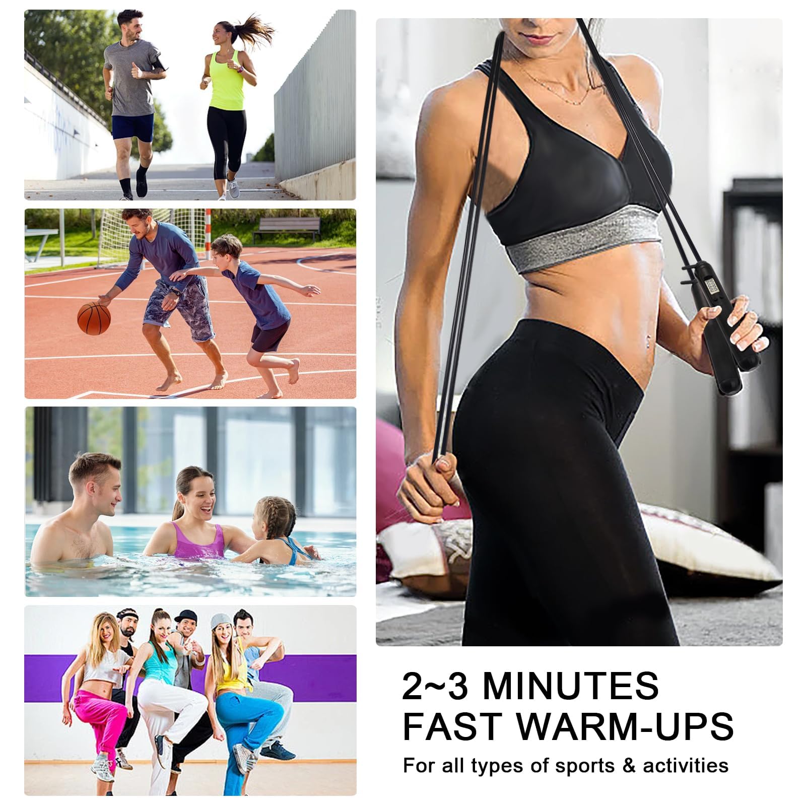 Springseil mit Zähler, 2-in-1 gewichtet, kabellos und kabelgebunden, intelligentes LCD-Display, verfolgt Kalorien, Zeit und Sprünge, verstellbare Länge mit Stahlkugellagern für Zuhause, Fitnessstudio