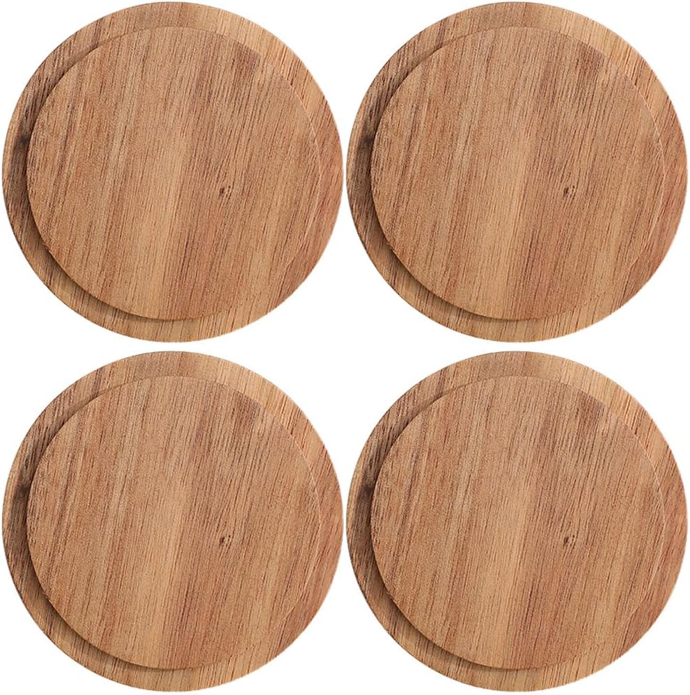 4pcs Cup Lid Cover Wooden Coffee Mug Wooden Tea Glass Drink Cup Lid Reusable Mug Lid Tea Kettle Lid for Keeping Warm