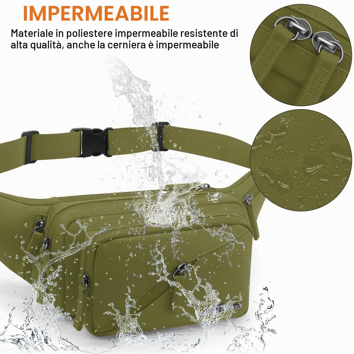 REETEE Marsupio Uomo Donna Impermeabile Marsupio Sportivo con Portaborraccia, Marsupio Trekking per Corsa, Campeggio, Viaggio, Escursionismo e Outdoor Sportivo (verde)