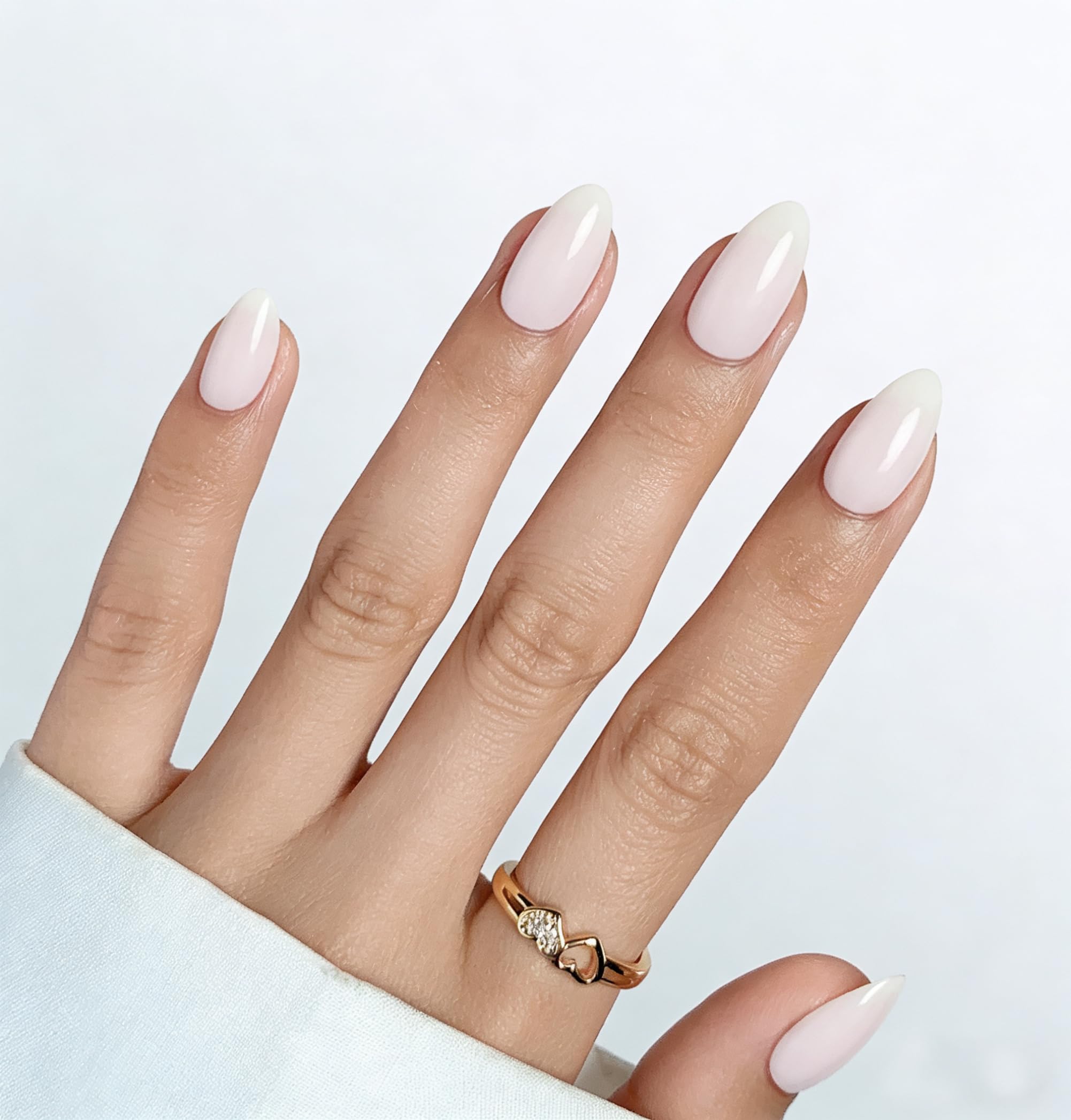 Fałszywe paznokcie 30 sztuk MouyouGlow, krótkie, migdałowe, białe mleczko, elegancki jednokolorowy design jak w salonie, kremowobiały, prosty, czysty kolor, letnie paznokcie INS, fałszywe paznokcie
