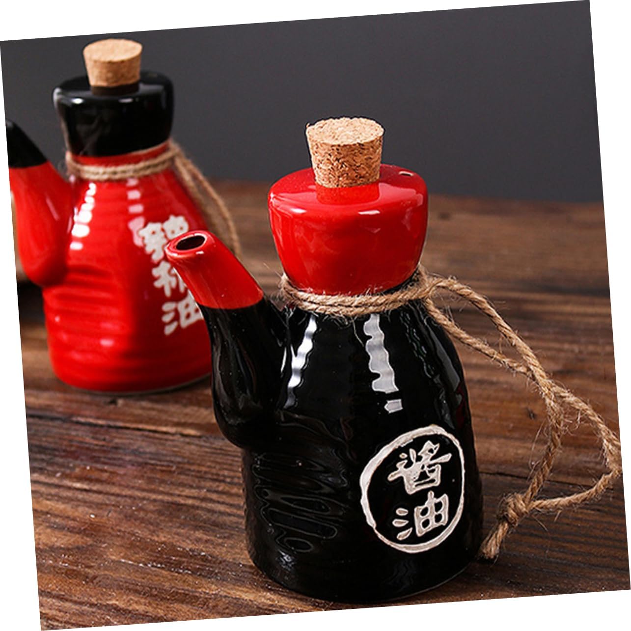 2Pcs Japanese Style Ceramic Seasoning Pot Condiment Jar for Oil and Vinegar Kitchen Accessory Capacity Elegant Design for Home Decor and Cooking