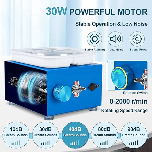 Miniatura 4 de Rueda de cerámica para niños, mini rueda de cerámica de 30 W, kit de cerámica para principiantes, rueda de cerámica para niños con herramientas de