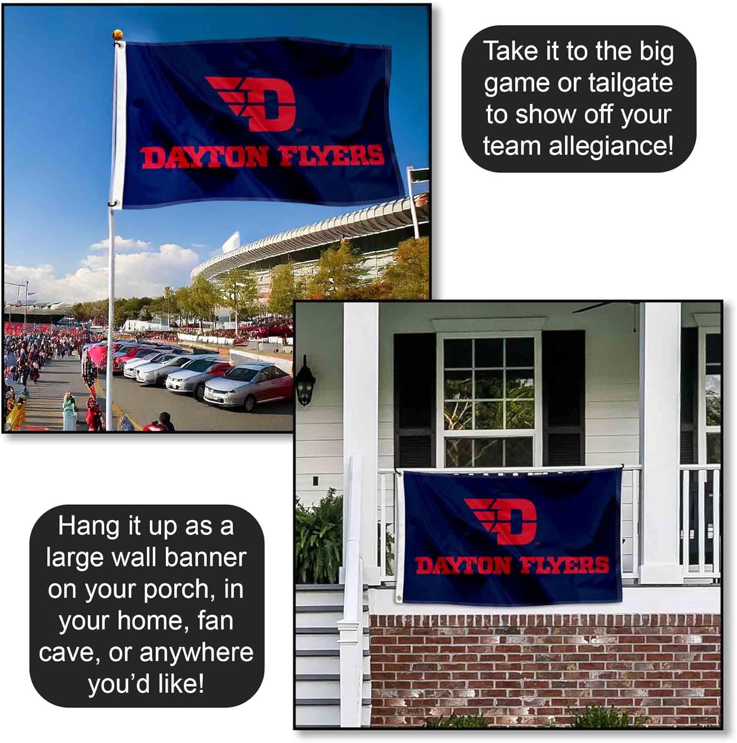 College Flags & Banners Co. Dayton Flyers Red Letters Flag