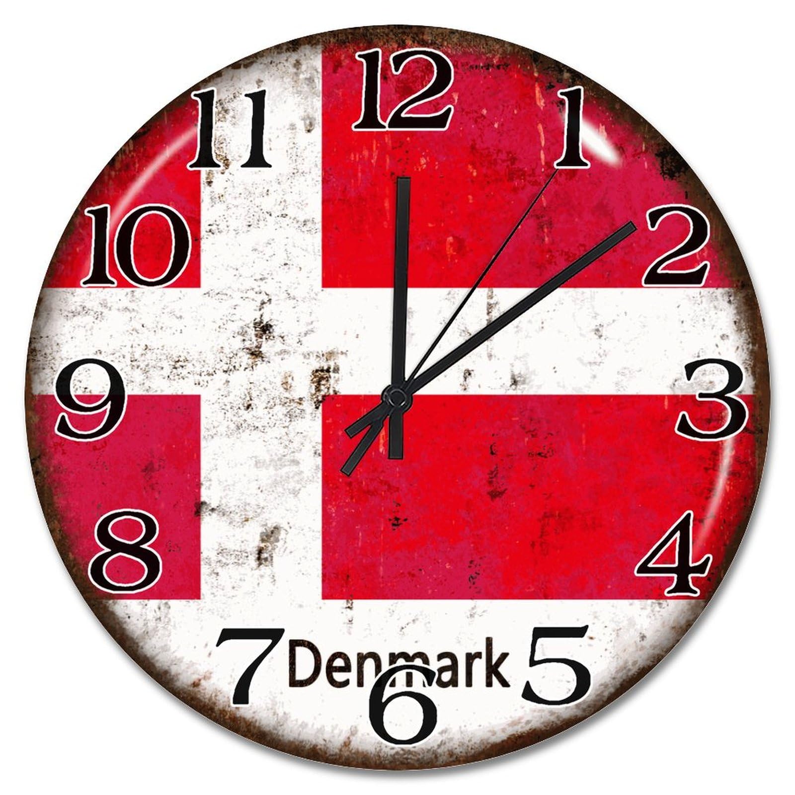 Horloge murale Danemark en bois rustique de 38cm pour decoration
