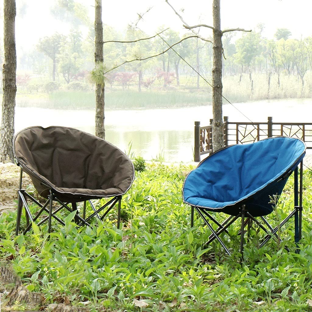 XXZY Tragbarer Campingstuhl Runder Campingstuhl Übergroßer Klappstuhl Dicker und verschleißfester 1200D-Oxford-Tuch tragbarer Stuhl 264 Pfund Laden Camping, Strand, Angeln (Color : Blue) Sport & Freizeit