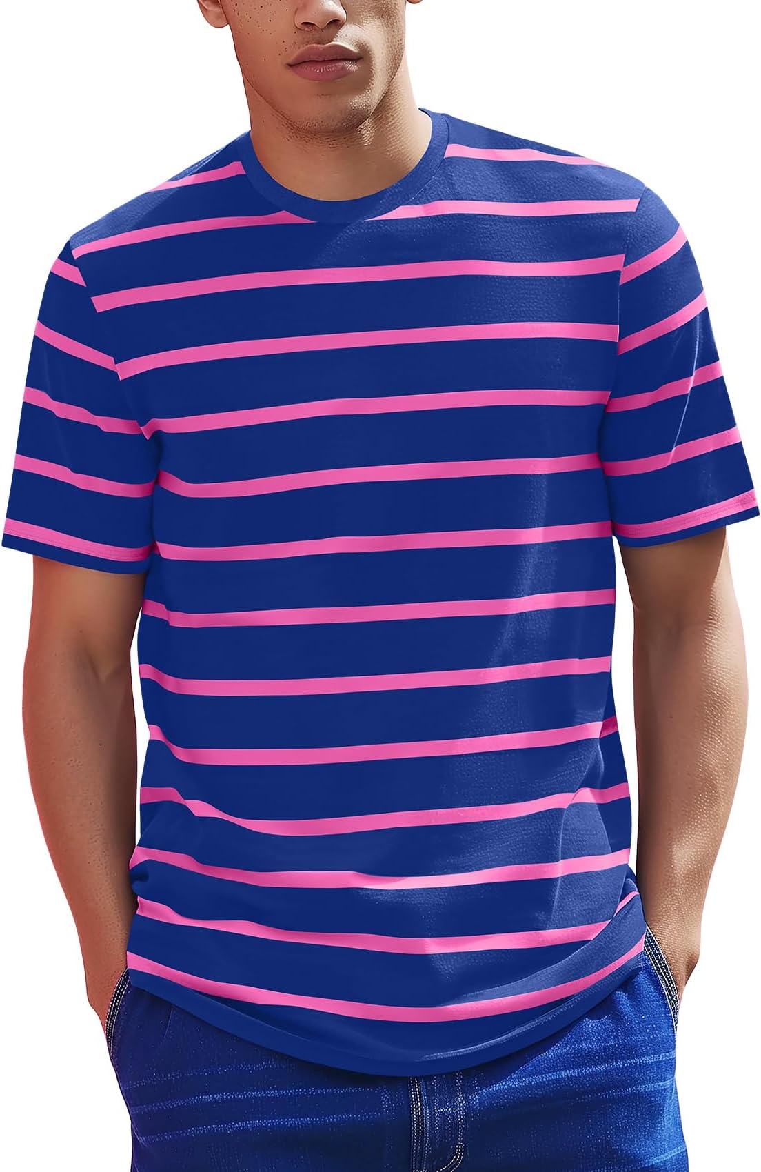 ZengjoMens Striped Shirt Short Sleeve T-Shirts