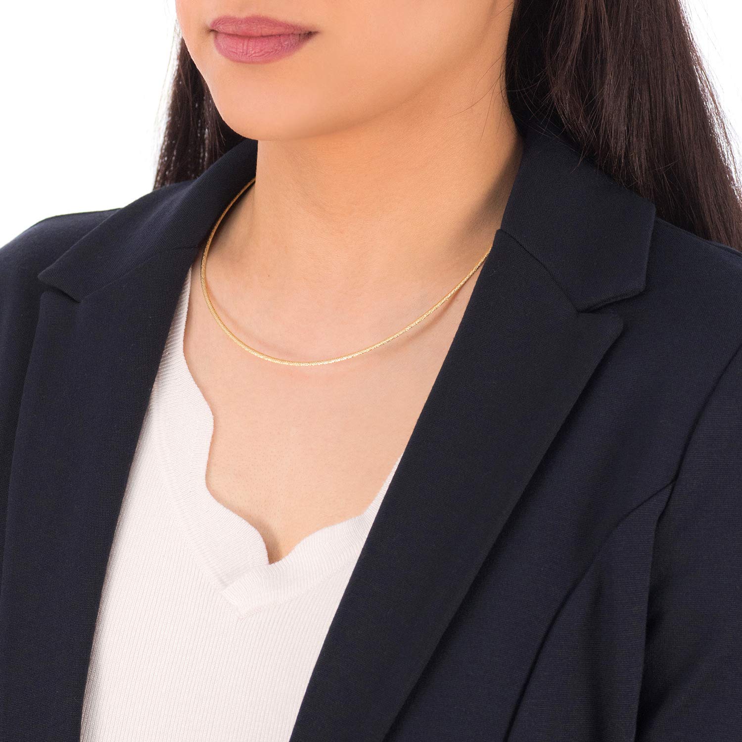 MATERIA Gold Halskette Collier Halsreif 45cm - 925 Silber Tonda-Kette gelbgold vergoldet mit Collier-Etui CO-24