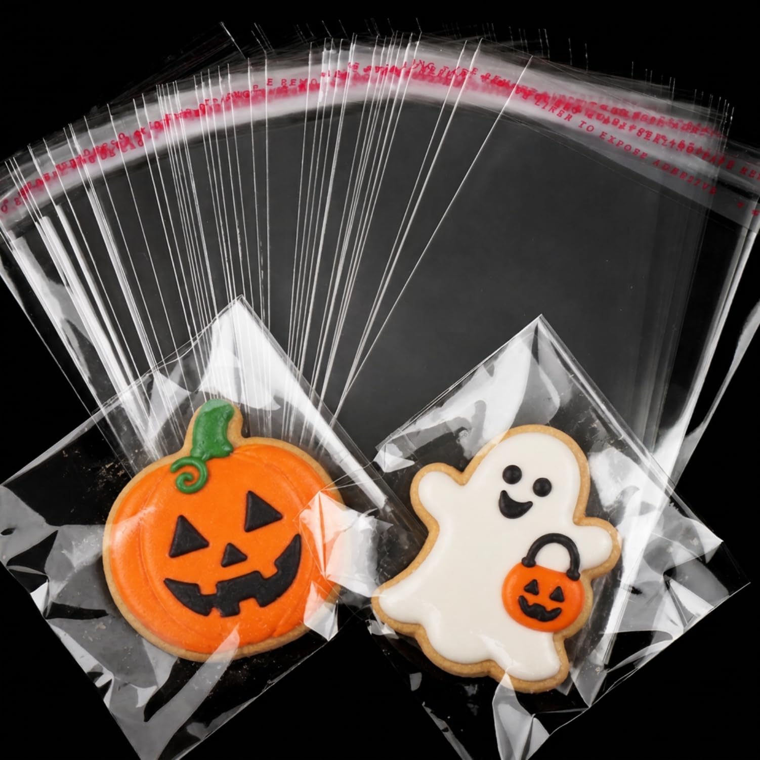 200Pcs Cookie Bags, Self Sealing Cellophane Bags 4x6 Inches, Resealable Treat Bags for Halloween, and Party Favors Bag.