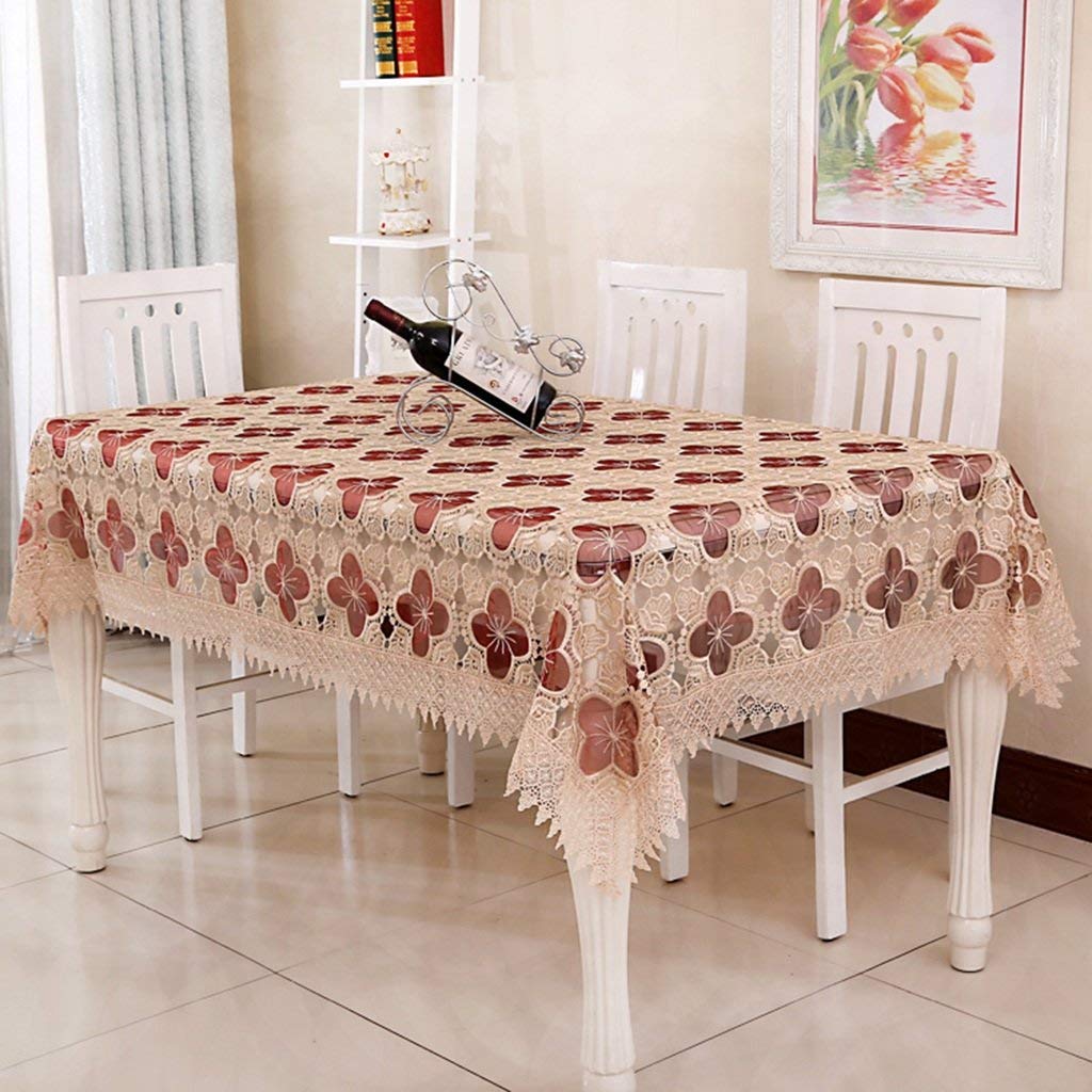 Table de salle à manger anti-rayures MU avec sa nappe en dentelle - 4