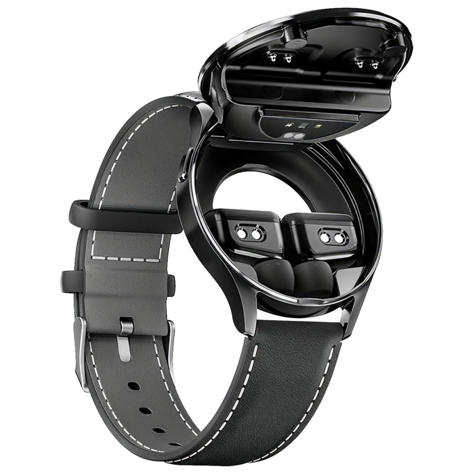 Smartwatch 2 w 1 z wkładkami dousznymi, okrągły zegarek fitness 3,5 mm/ 35 mm, bezprzewodowe połączenie, monitor tętna we krwi, wodoszczelność IP67, smartwatch do iOS, Android, z wkładkami