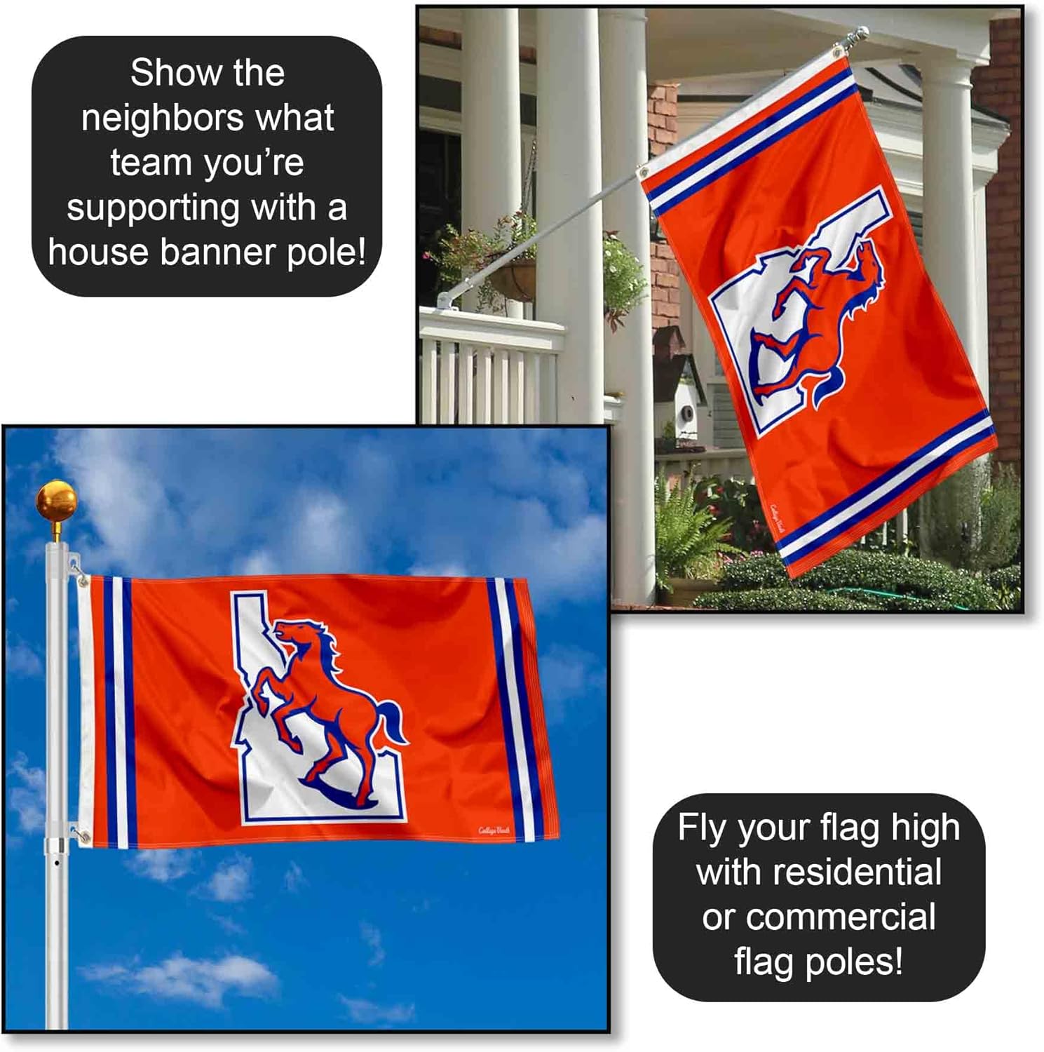 College Flags & Banners Co. Boise State Broncos Vintage Retro Throwback 3x5 Banner Flag