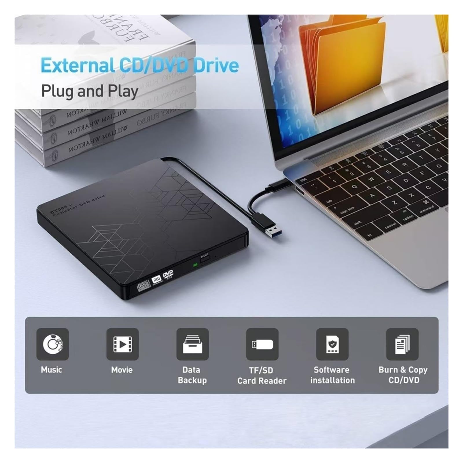 Lettore Ottico Portatile For Unità Blu-ray Esterna 5 In 1, Lettore DVD E Masterizzatore CD For PC Portatile