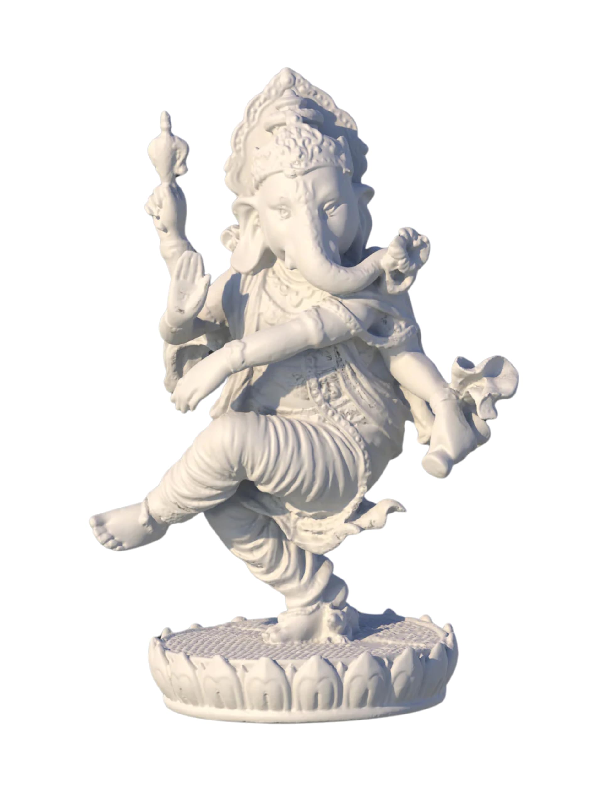 Grand idole de Ganesh dansant 20,3 cm statue Ganpati blanche
