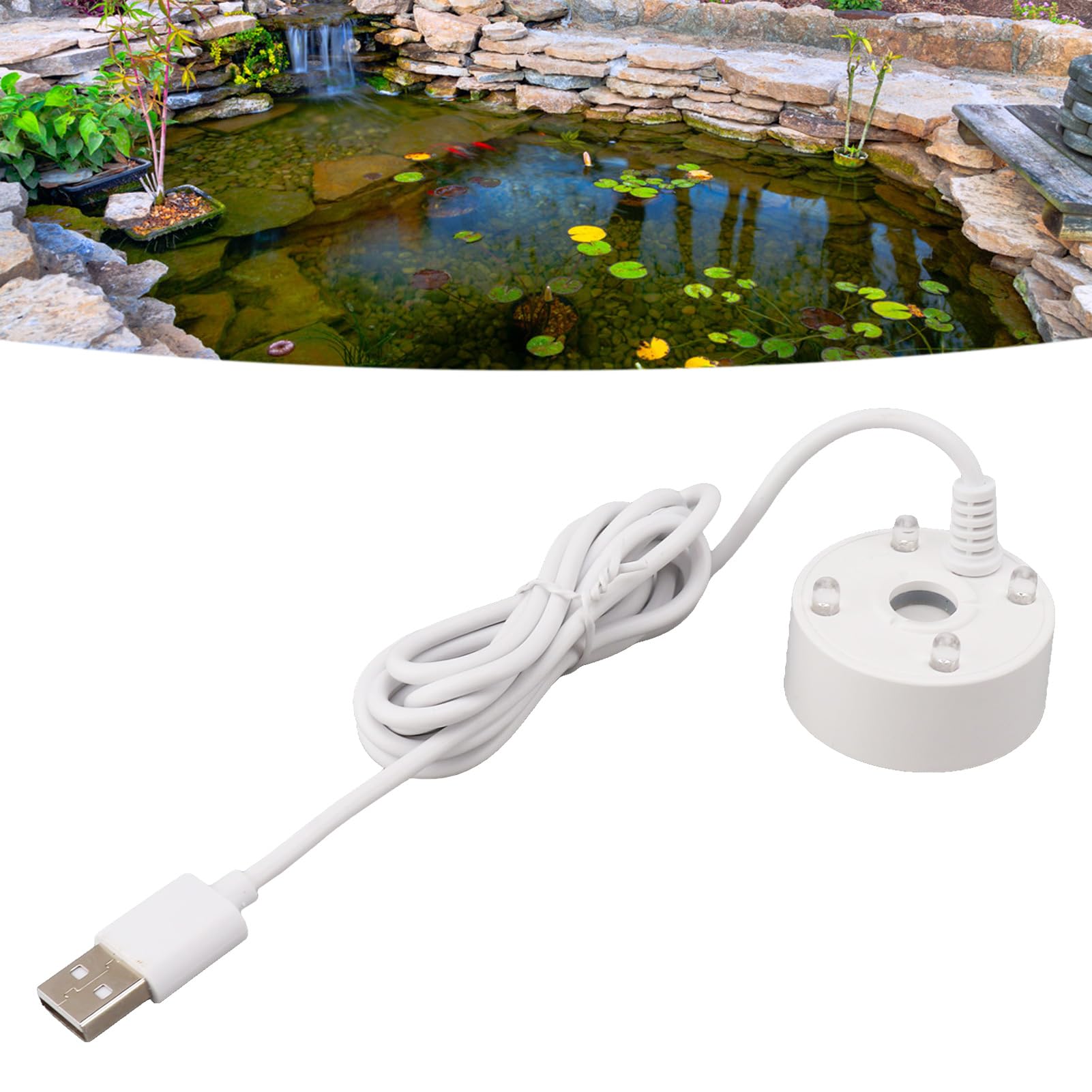 Pilipane Ultrasonic Mist Maker Fogger for Water Fountain Pond Atomizer Humidifier with Colorful LED Lights for Halloween Party Christmas Rockery Safe and Easy to Operate (White)