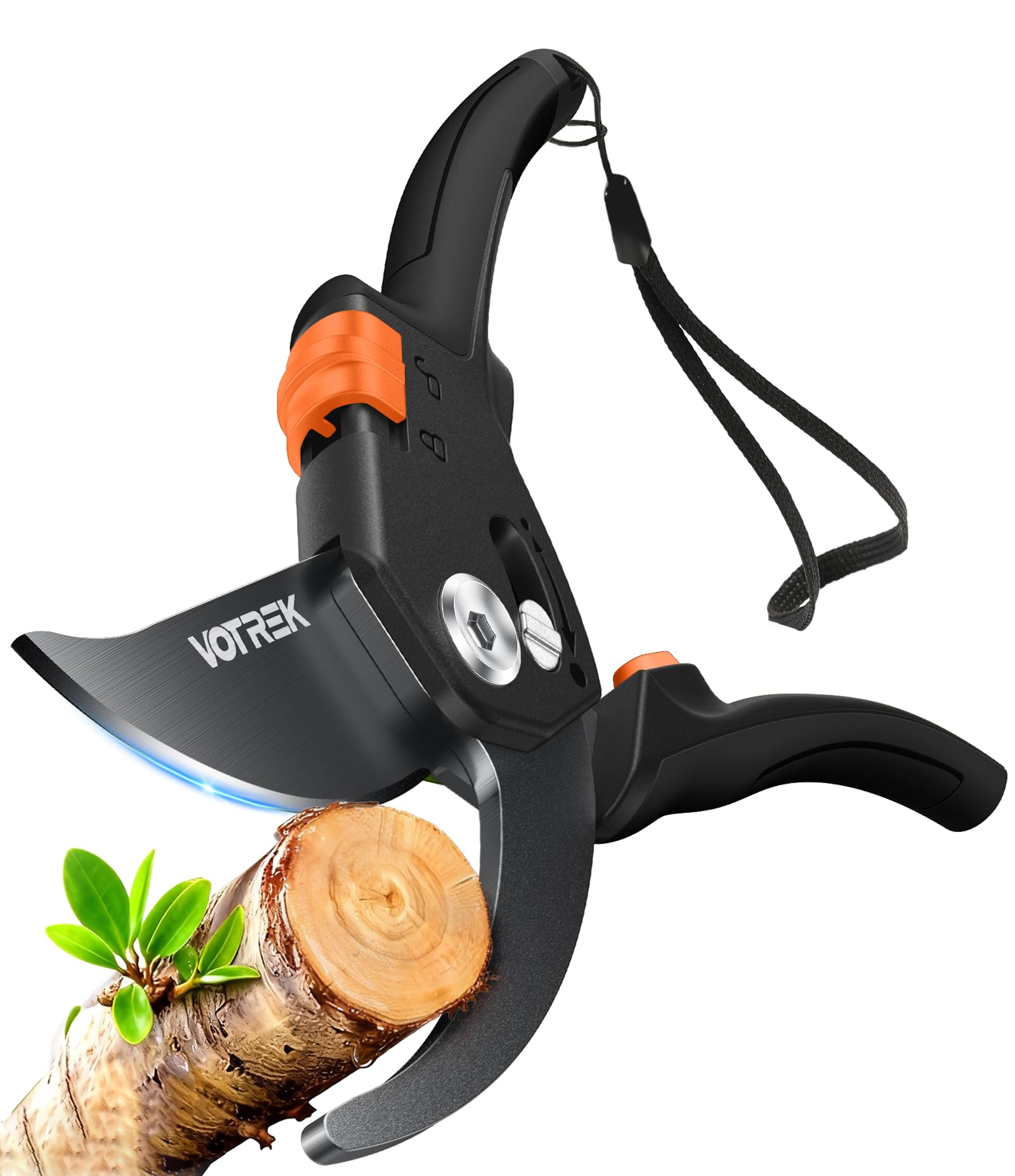 VOTREK Bypass Secateurs for Small Hands with Continuously Adjustable Grip, SK5 Steel Blade & Sealed Spring–21.5cm Professional Pruning Shears for Rose, Branch, Plant, Garden Pruner Scissor Hedge Shear