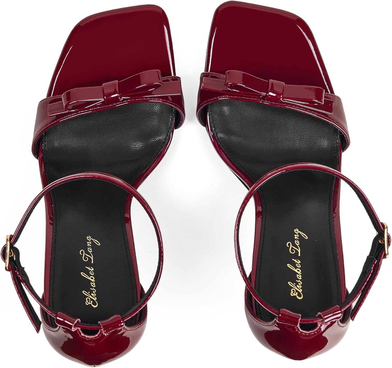 Elisabet Tang Women's High Heels Sandals 4 Inch Ankle Strap Stilettos Square Open Toe Bowknot Heels Dressy Sexy Wedding Party Dating Work - Image 6