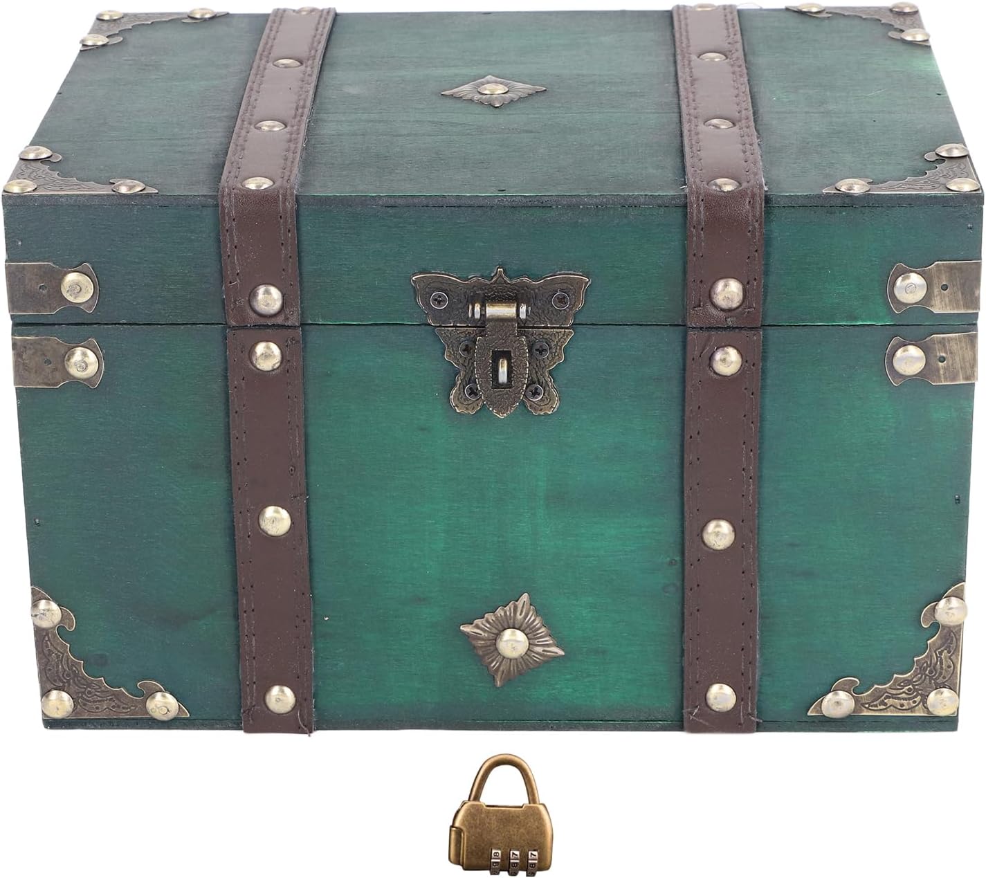 CCYLEZ Antique Organizer Box, Wooden Storage Box, Safe Polished Interior, Large Capacity for Earrings (XL Box with Three Digit Combination Lock)
