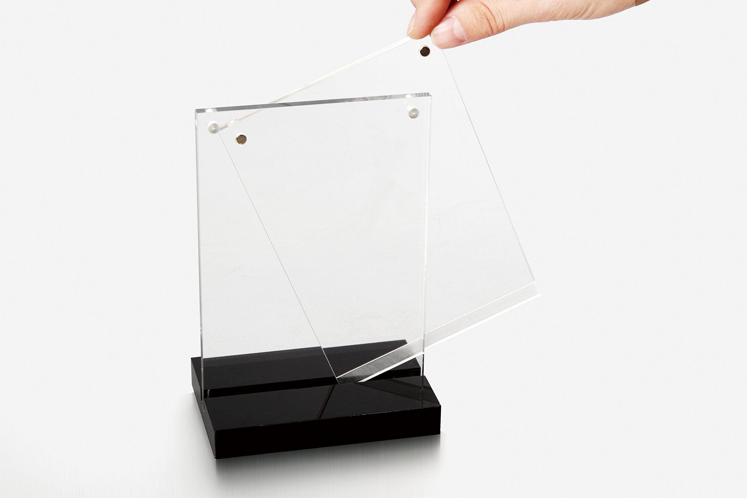 10 Stück Tisch-Aufsteller aus Acryl (PMMA) inkl. Acrylsockel in schwarz Display Tischaufsteller T-Form Tischnamensschild Werbeschild Preisschild (148x105 mm (A6))
