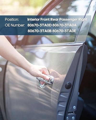 Miniatura 5 de ECCPP Manija de puerta cromada interior interior lado del pasajero para Nissan Altima Pathfinder 2013-2017 negro