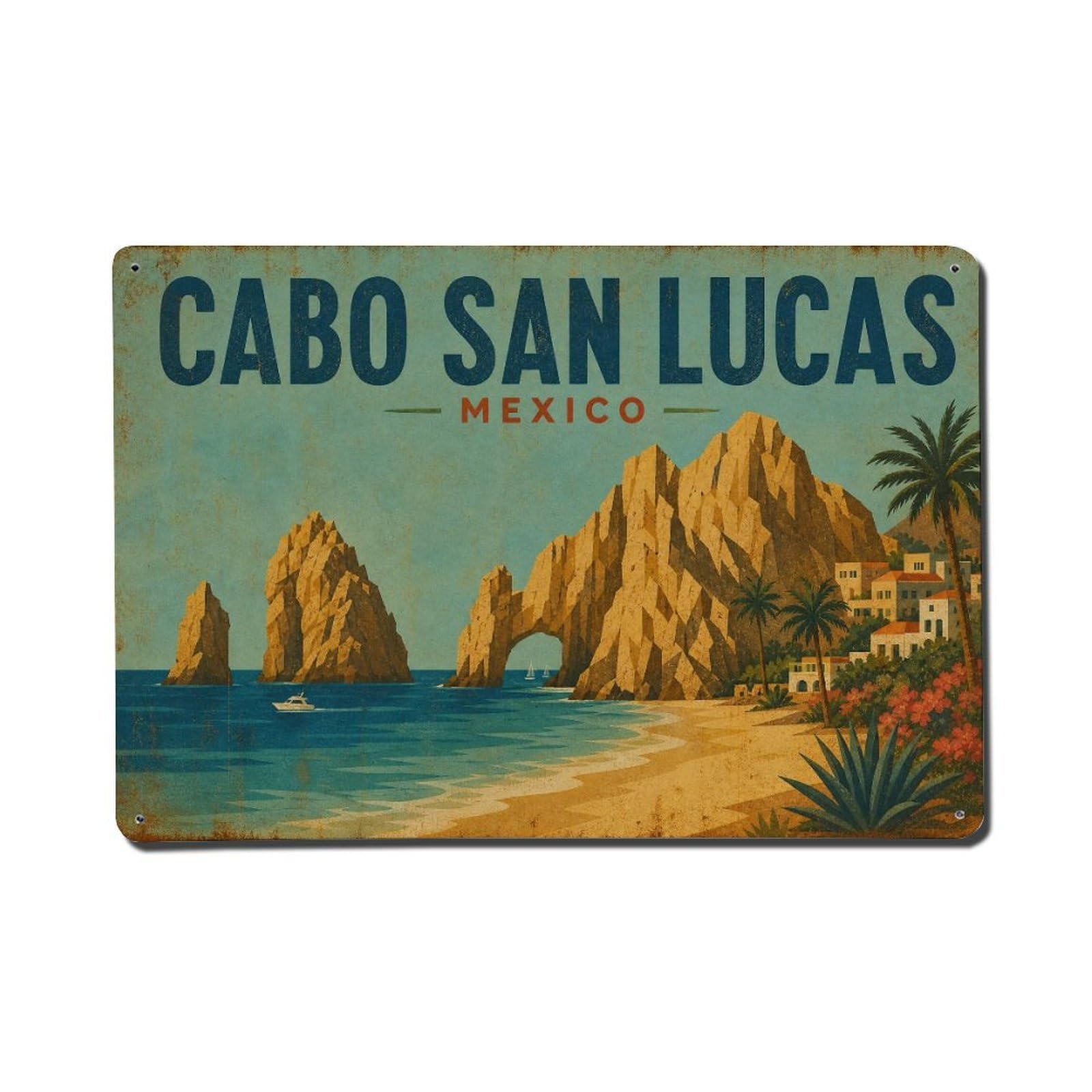 Vintage Travel Mexico Cabo San Lucas Metal Tin Sign