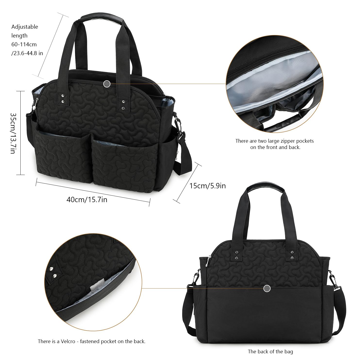 MEYTEILAY Diaper Bag Tote Large Multi-Function Baby Changing Bag for Mom Travel Nappy Bag for Women (Black) - Image 2