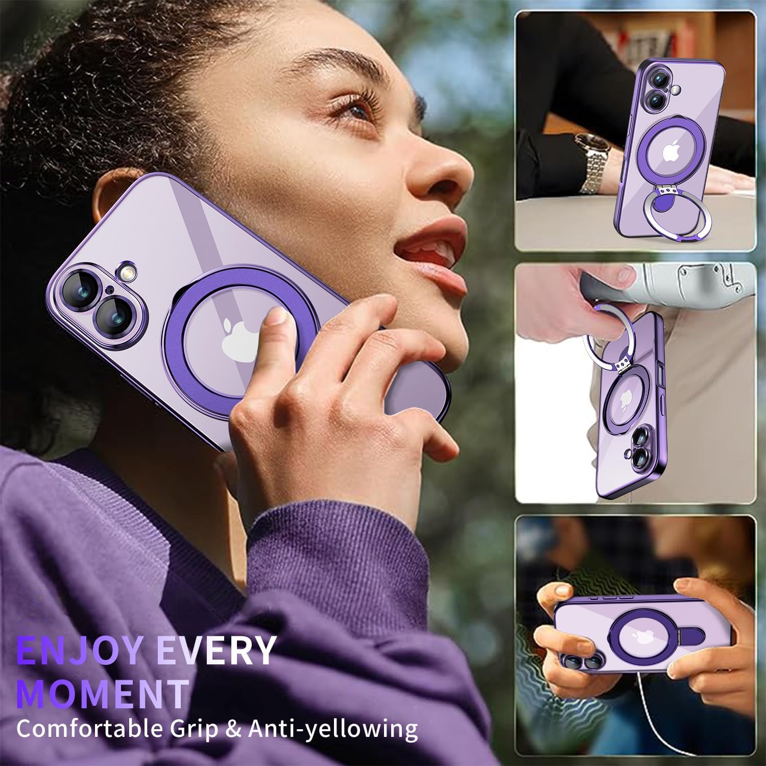 Magnetic for iPhone 17 Case with Invisible Stand[Compatible with MagSafe][Full Camera Lens Protector][Military Drop Protection] Shockproof Not Yellowing Clear Slim Soft for Women Men - Image 6