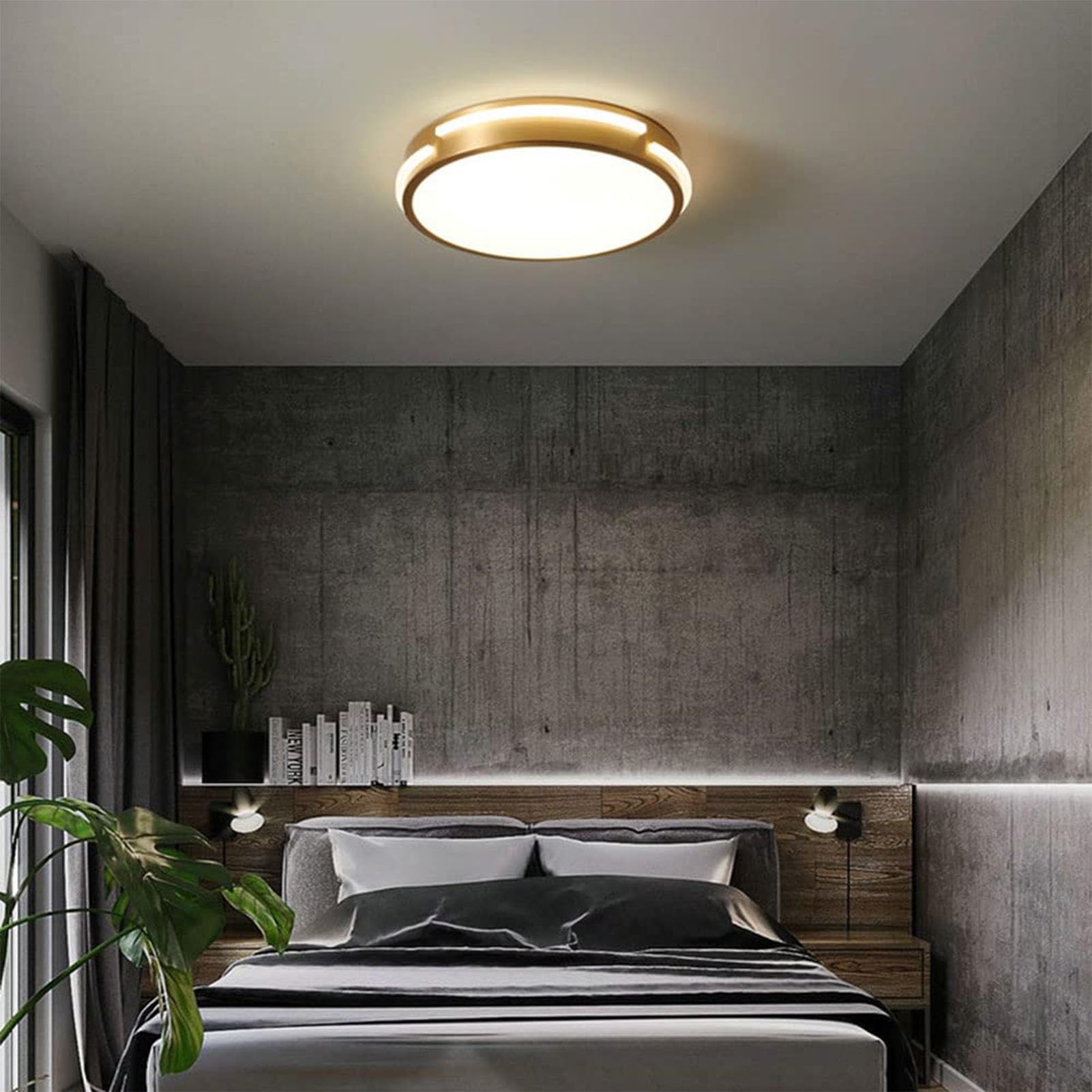 Ultra-płaska lampa sufitowa do salonu, lampa sufitowa LED, wpuszczana lampa sufitowa do sypialni, trzykolorowego ściemniacza, do łazienki, sypialni, balkonu (40 cm)