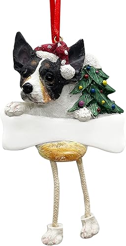 Adorno de Rat Terrier con patas colgantes únicas pintadas a mano y fácilmente personalizadas, adorno de Navidad