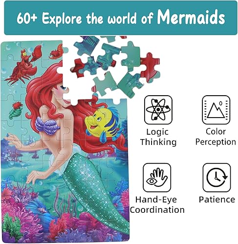Miniatura 2 de Rompecabezas de princesa para niños de 4 a 8 años, 60 piezas para niños de 3 a 5 años, rompecabezas de princesa para niñas y niños, rompecabezas en