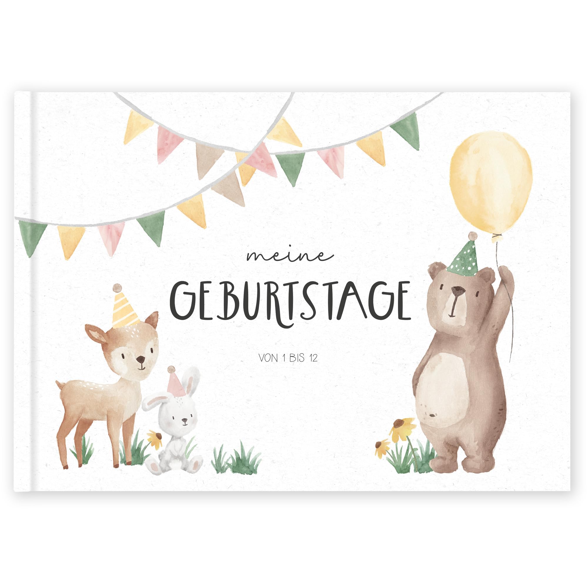 Geburtstagsbuch Erinnerungsalbum – Meine Geburtstage von 1 bis 12, Geschenk zum 1 Geburtstag für Mädchen und Jungs, DIN A5