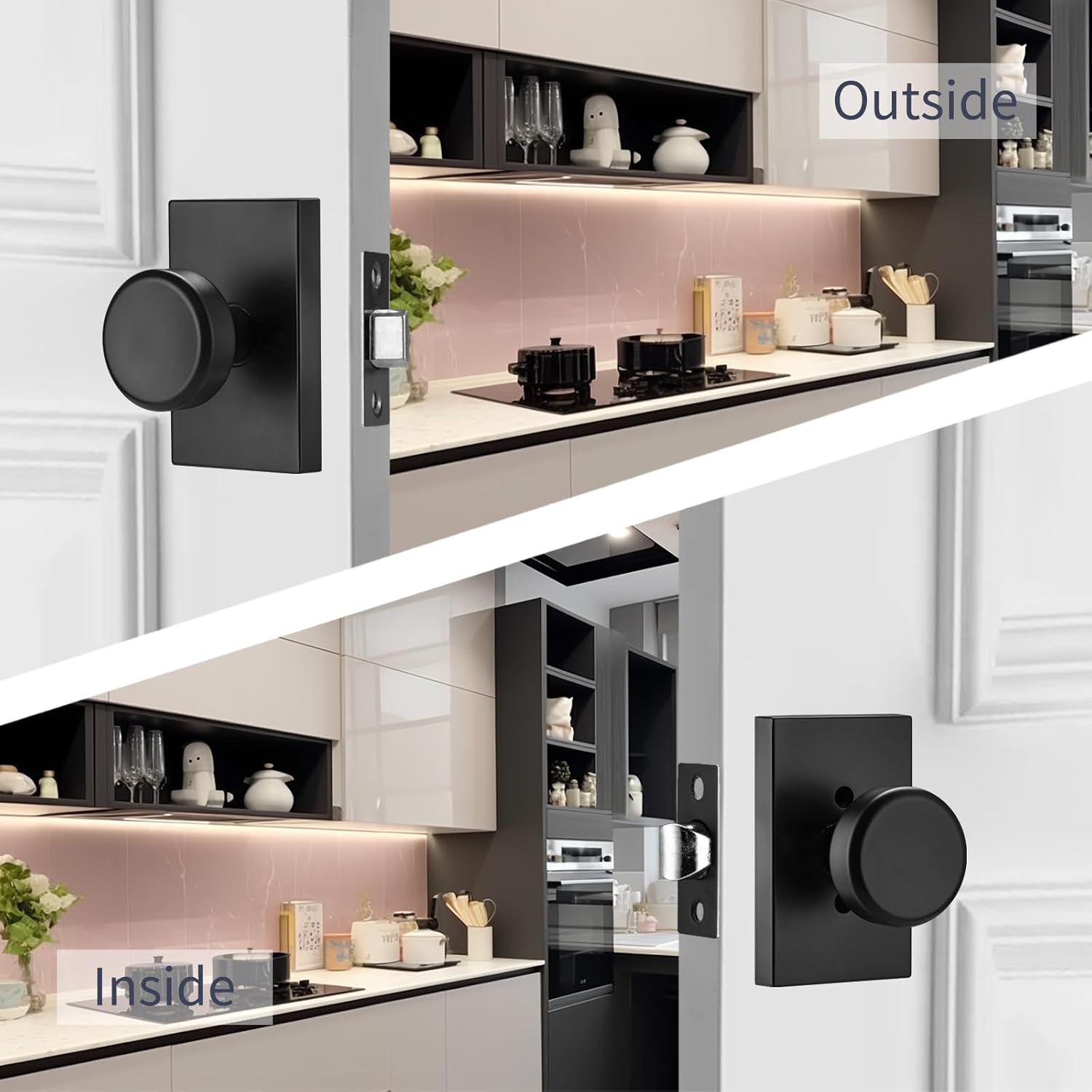 black door knobs,interior door handles for hall,heavy duty door knob door lever (hall & closet, matt black) hall black