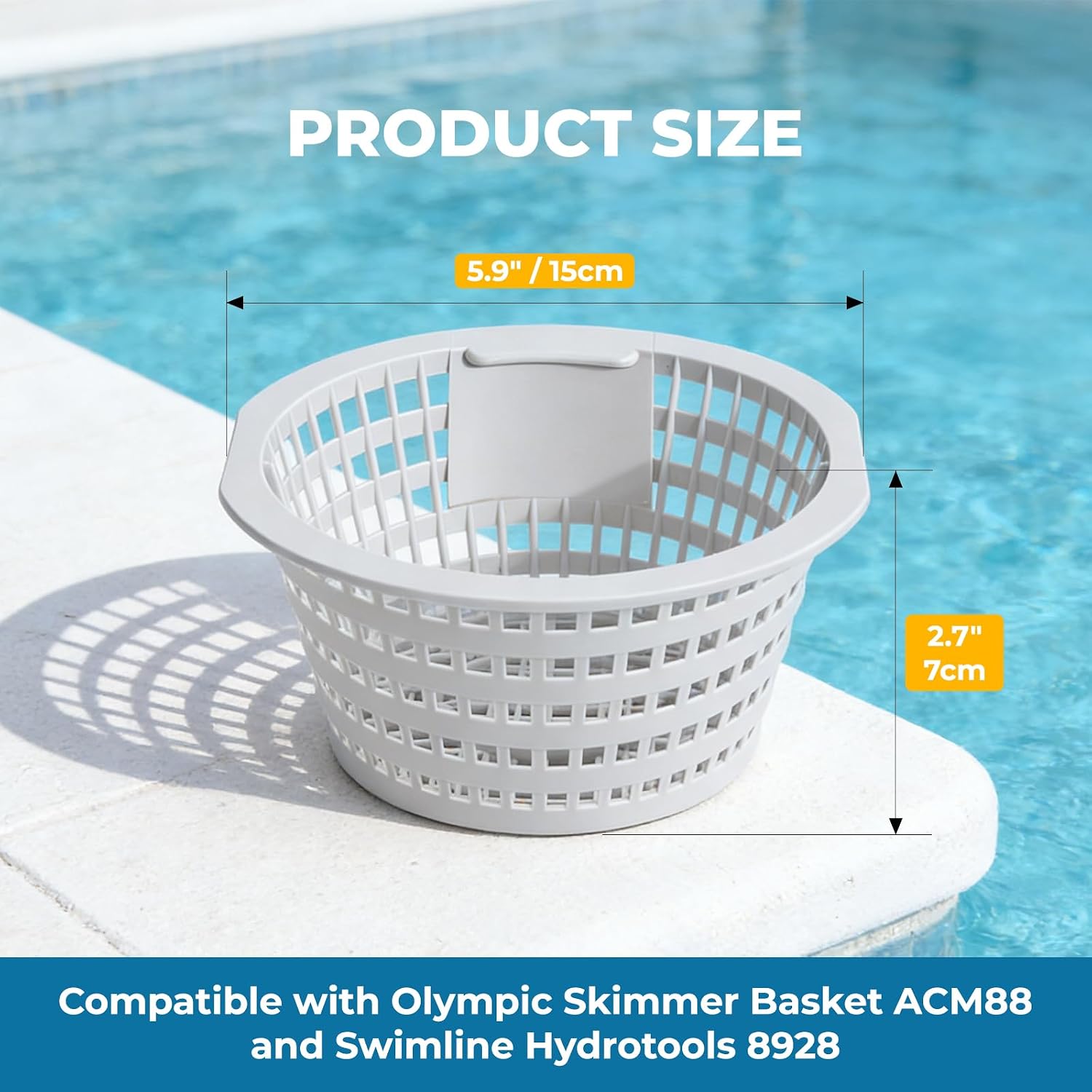 4 Pack Skimmer Basket for In Ground & Above Ground Swimming Pool Filter Basket Replacement Parts Compatible with Swimline Hydrotools 8928 O-lympic ACM88 Efficient Pool Maintenance