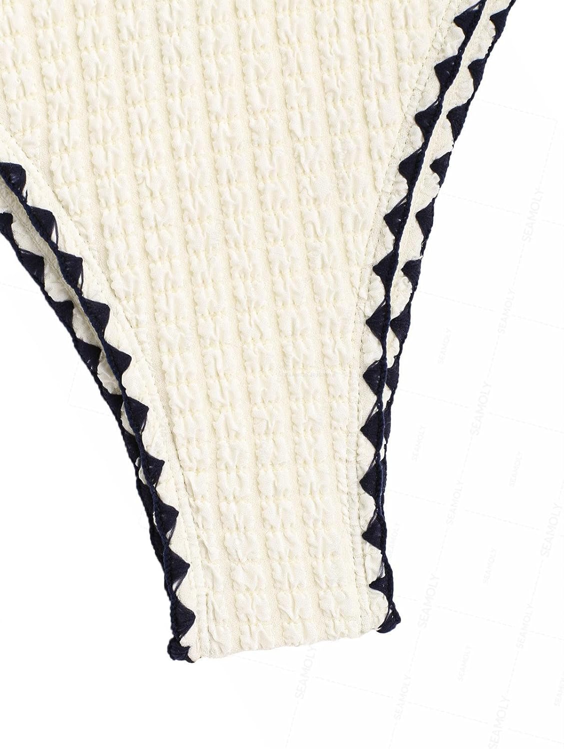 seamoly Deep Green Striped Halter String Tie Side Tankini Set